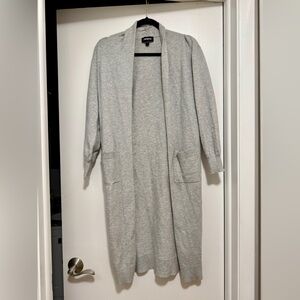 Express Gray Long Cardigan with Pockets
